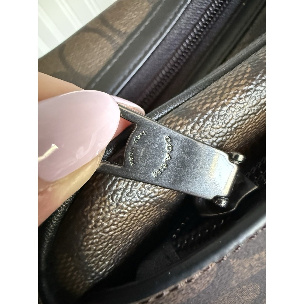 COACH Signature Toiletry Travel Bag Dopp Kit Pouch Coated Canvas Walnut Black - Picture 12 of 16